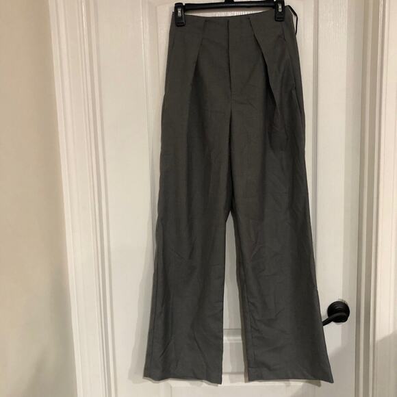 Commense Womens Trousers Pants Size XS Gray Pleated Wide Leg Oversized Pull On - Picture 9 of 9